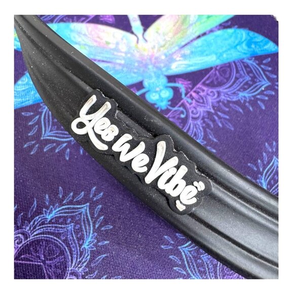 Yes We Vibe Purple Blue Dragonfly Mandala Beach Sandals Womens Flip Flops 7 8 - Picture 2 of 5